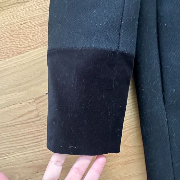 🖤 Kate Spade Black Velvet Trim Collar Coat – Size 0 - Picture 5 of 11